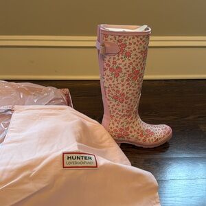 Hunter x LoveShackFancy Pink Floral Tall Boots